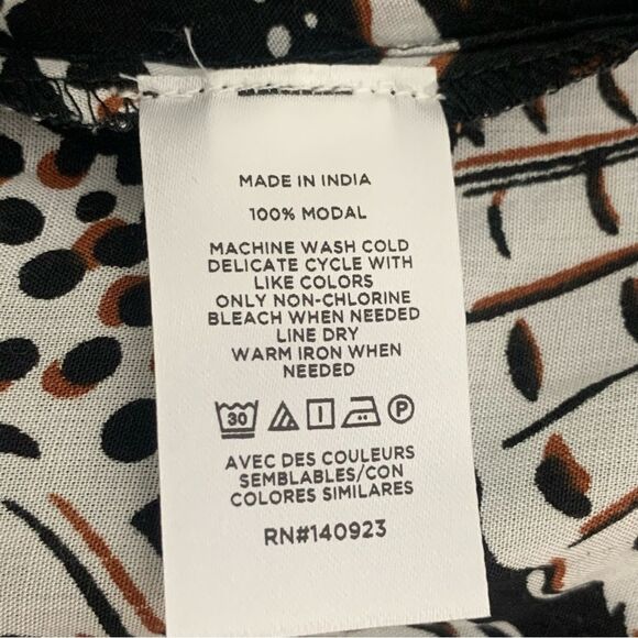 Loft Seashell Print Wrap Kimono Midi Women's Tie Front White Black Size M/L EUC - Picture 11 of 14